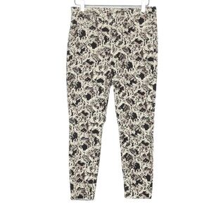L’Agence Jeans Womens 30 Margot Cream Black Snake Print Raw Hem Skinny High Rise